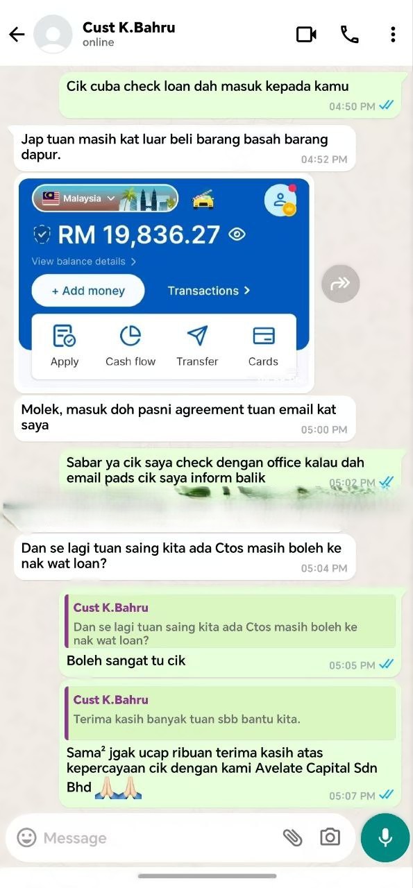 WhatsApp conversation with ATOZ Capitals customer