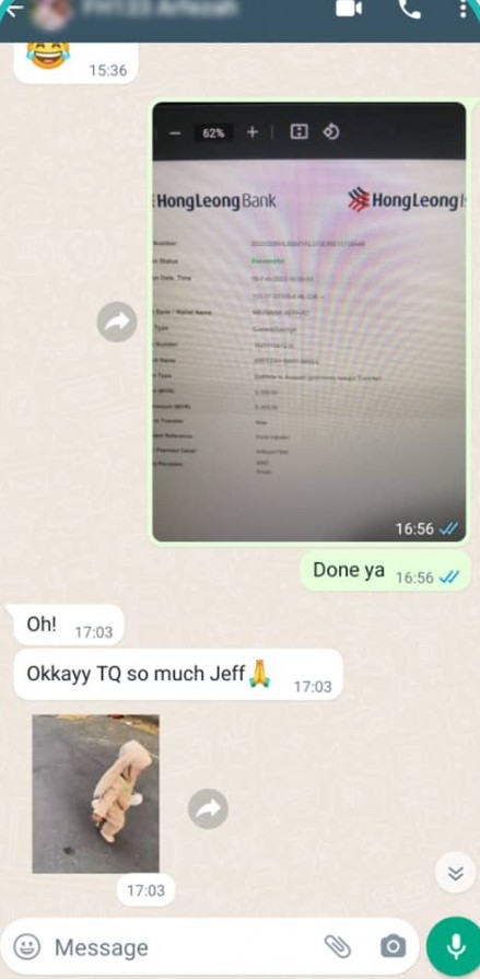 WhatsApp conversation with ATOZ Capitals customer