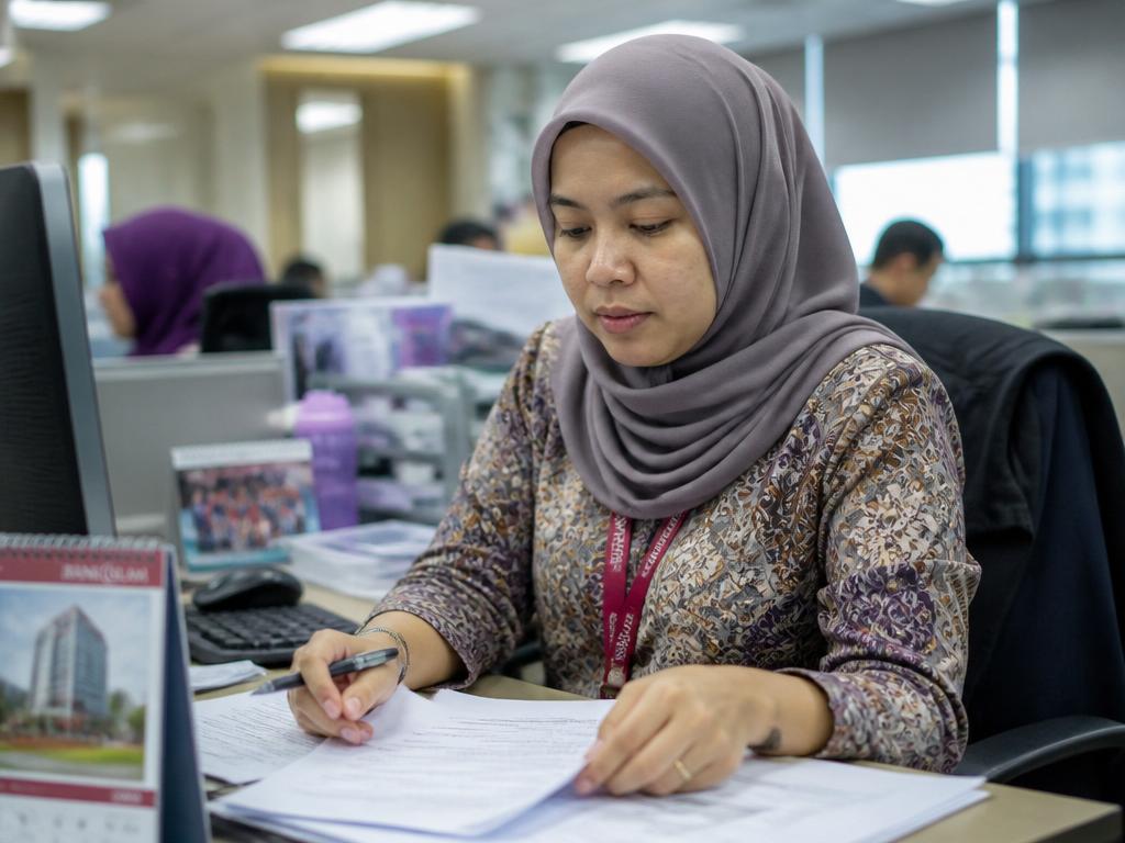 Pegawai ATOZ Capitals mengesahkan dokumen pelanggan di pejabat